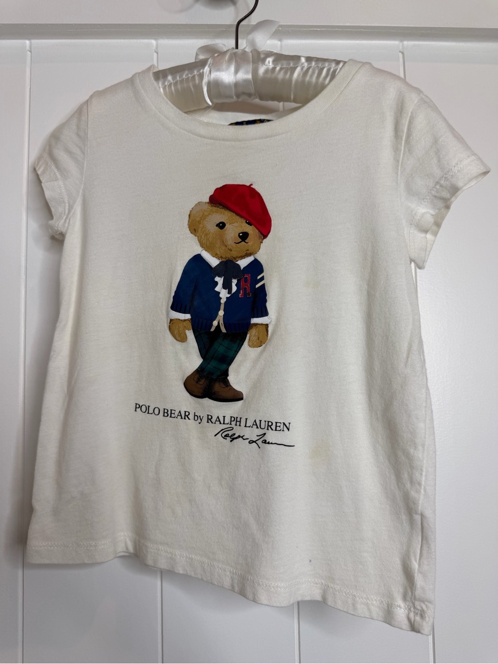 Polo by Ralph Lauren White Polo Bear Graphic Tee with Red Cap